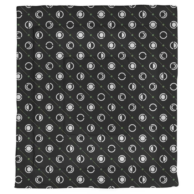 Édredon simple réversible en microfibre à deux couleurs Moon phases, Édredon simple TG, Gris/vert