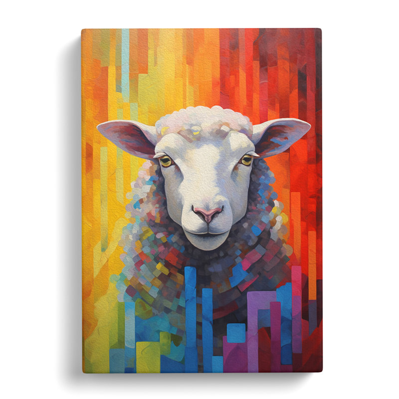 Sheep Hard Edge - No Frame Print, 60cm H x 40cm W x 3cm D