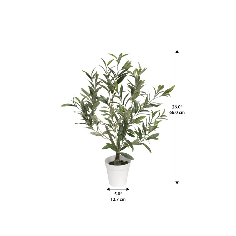 Algreen 26" Faux Olive Tree in White Decorative Planter