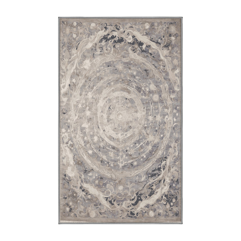 Machine Washable Gray Area Rug, Runner 2' x 4'