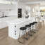 Îlots de cuisine 72 po en stratifié de style moderne avec grand espace de rangement blanc