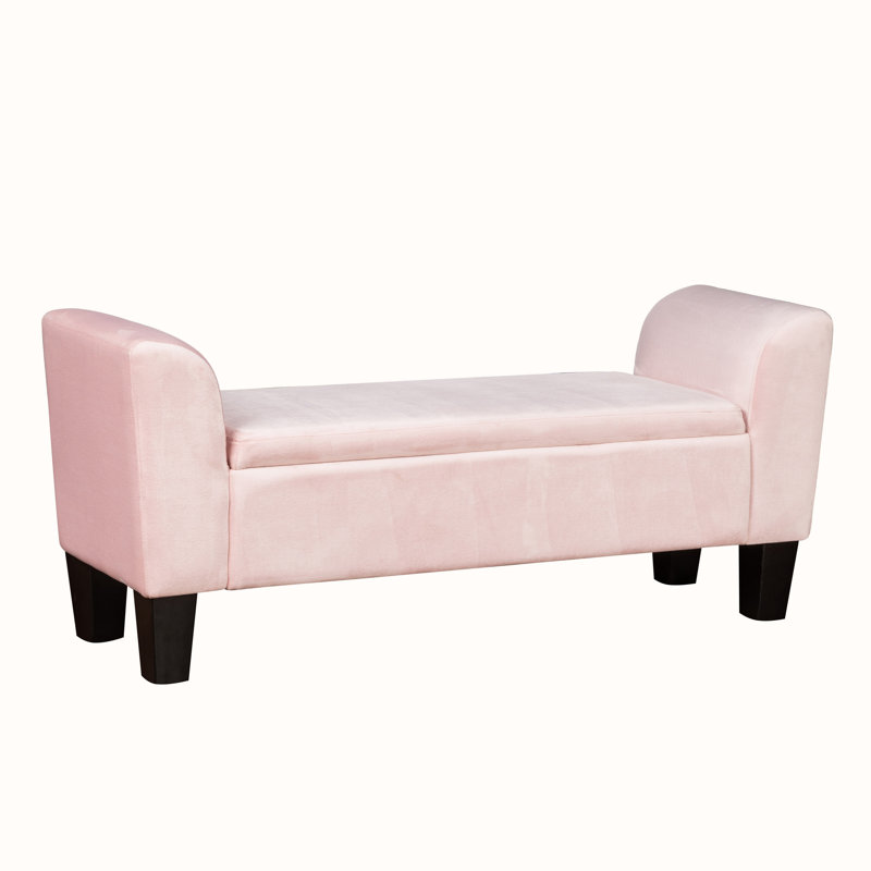 Banc de rangement rembourré Ewelina, Velours rose