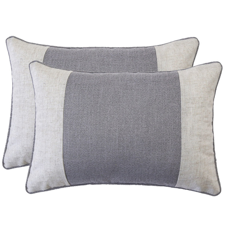  Rectangular Outdoor Linen Pillow Cover & Insert, Gray