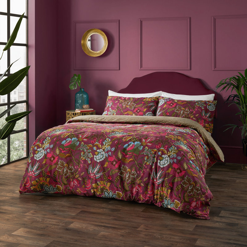 Cotton Blend Floral Duvet Cover Set with Pillowcases Included, King Duvet Cover + 2 Standard Pilowcases
