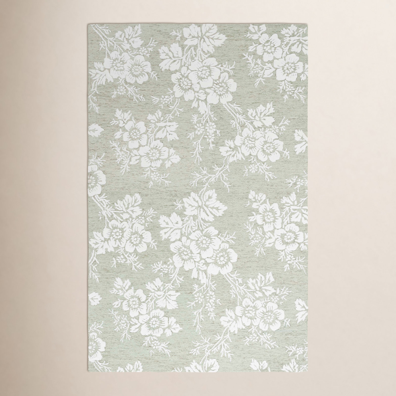 Hand-Tufted Wool Floral Rug, Rectangle 5' x 8'