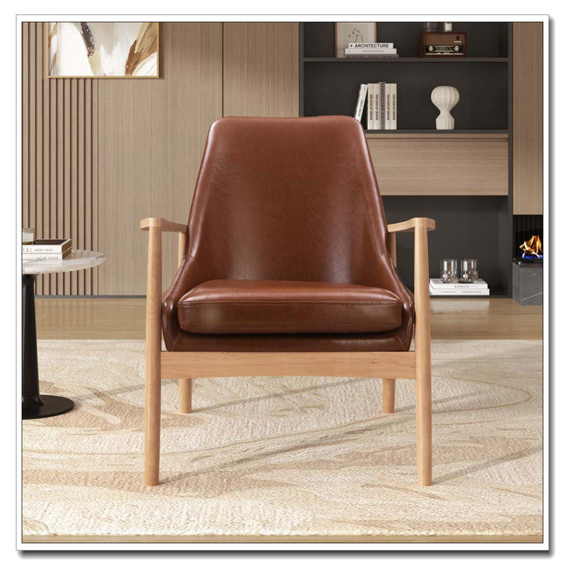 Fauteuil rembourré avec cadre en bois massif