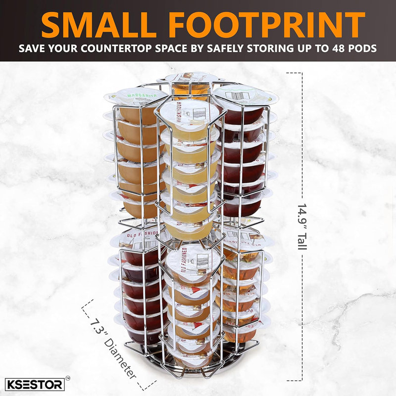 Storage Carousel for Capsules Holds up to 48  Pods - 360-Degree Rotation - Bartesian Pod Holder