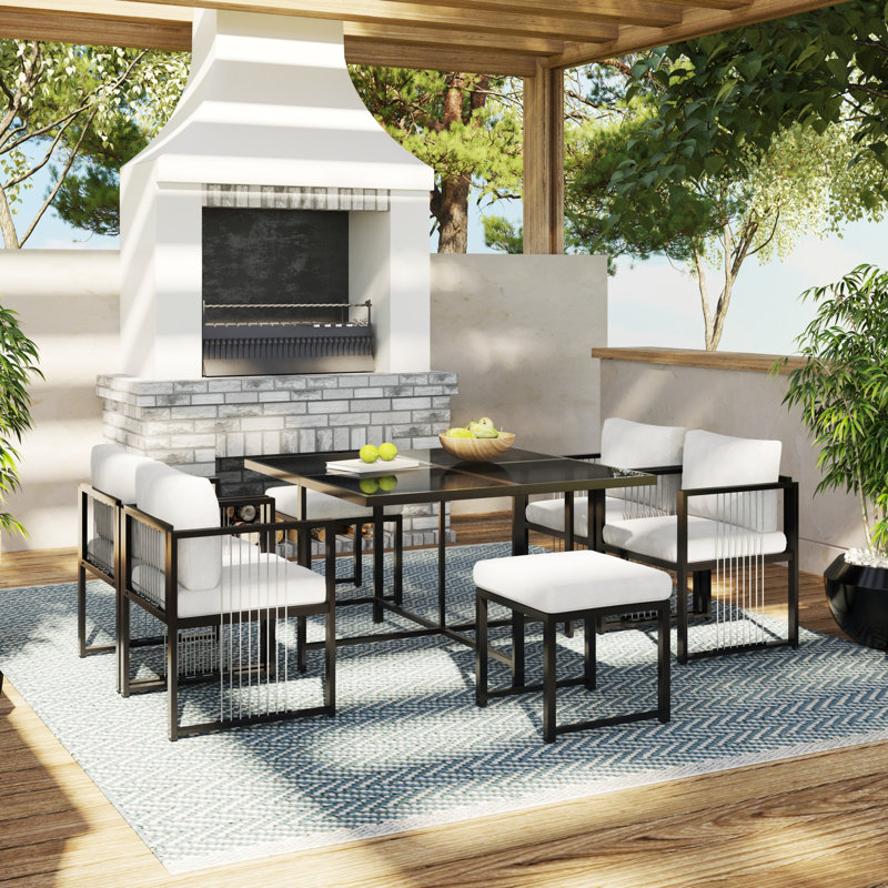 6 - Person Patio Dining Set with Square Table