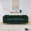 Canapé moderne en velours vert de 218 cm (86 po), capitonné à boutons, pattes dorées