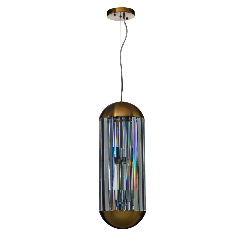 Stone 6 - Light Crystal Pendant, Polished Brass, 165cm H x 24cm W x 24cm D