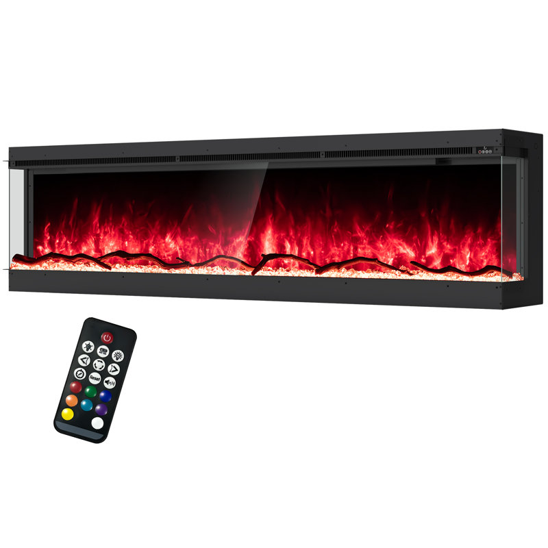 Othoson 3 Sided Electric Fireplace, Remote Control Fireplace, Realistic RGB LED, 18" H x 70" W x  7" D