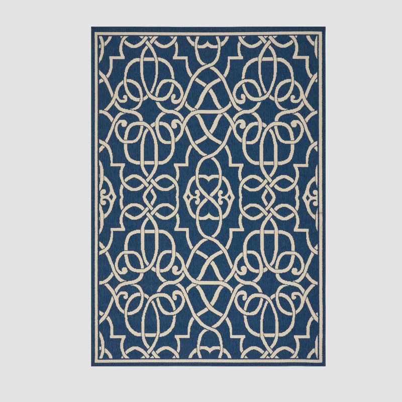 Navy Rectangle Polypropylene Area Rug 5'3" X 7'6"