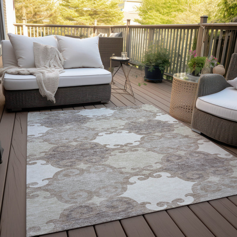 Malek Indoor/Outdoor Area Rug with Non-Slip Backing, Rectangle 5' x 7'6"