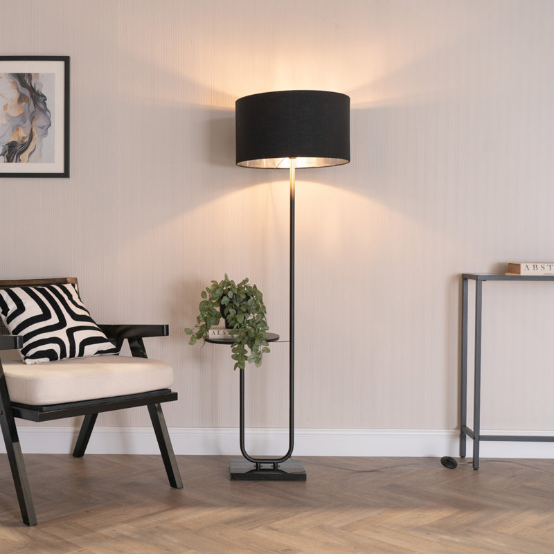 Bangerter 146cm Traditional Floor Lamp, Matte, No, Black