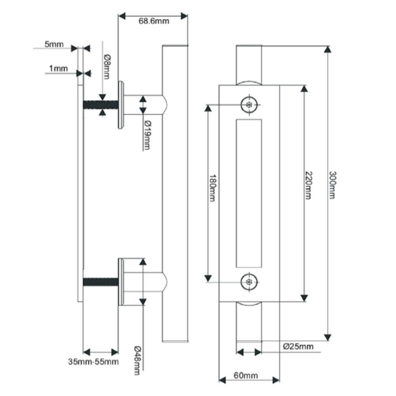 Stainless Steel Modern Barn Door Handle with Recessed Pull