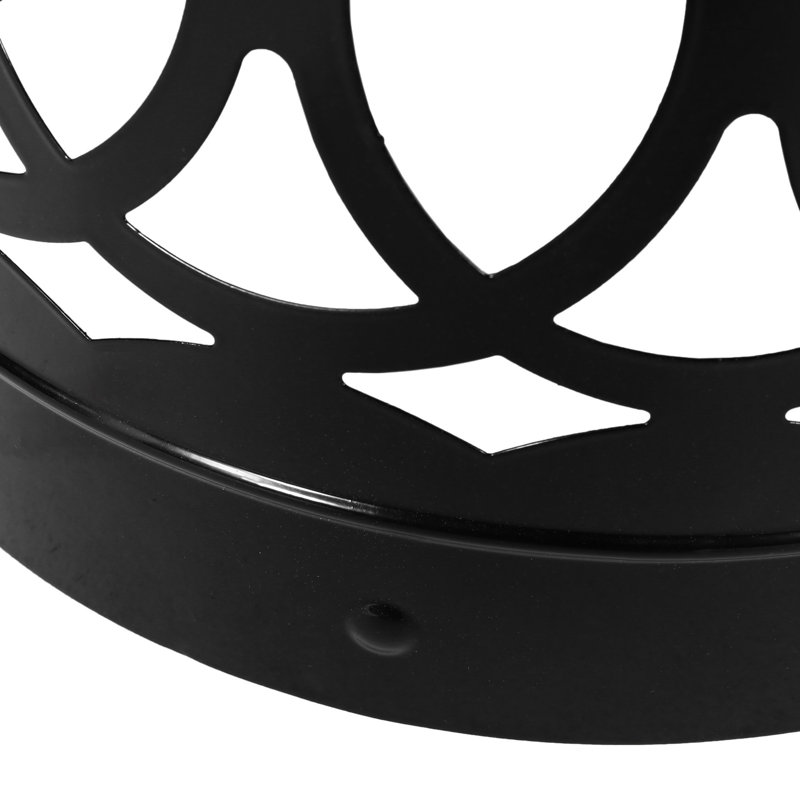 Black Modern Outdoor Metal Side Table - Large With Iron Cut Detail End Grace And, Black