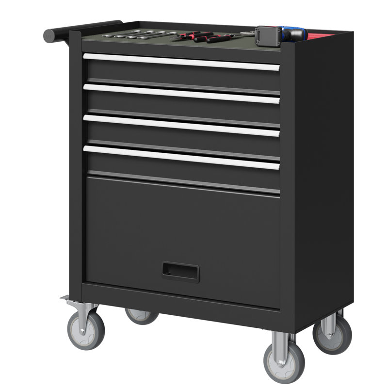4-drawer Rolling Tool Chest With Safety Lock & Spacious Storage, Black