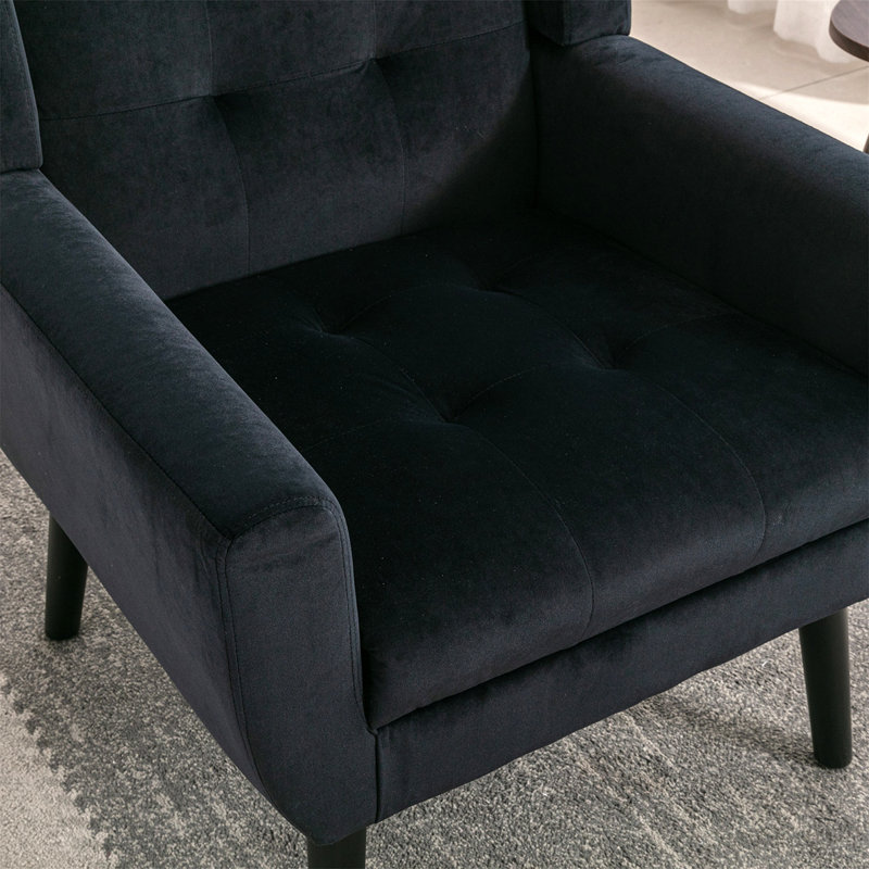 Chaise d'appoint avec pieds noirs pour la maison d'intérieur, Velours noir