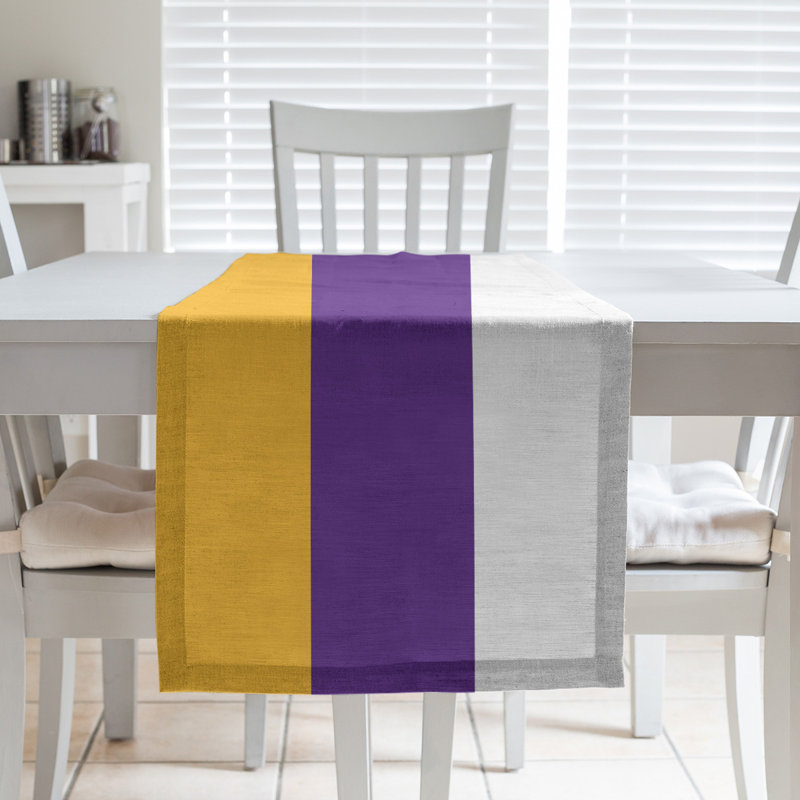 Los Angeles LA Basketball Table Runner, 90" L x 16" W, Gold/Purple/White, Poly Twill