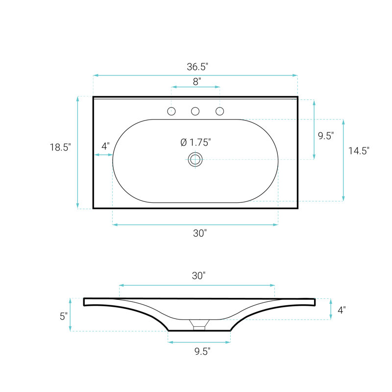 Comptoir de meuble-lavabo en béton, Gris mat foncé, 8 po