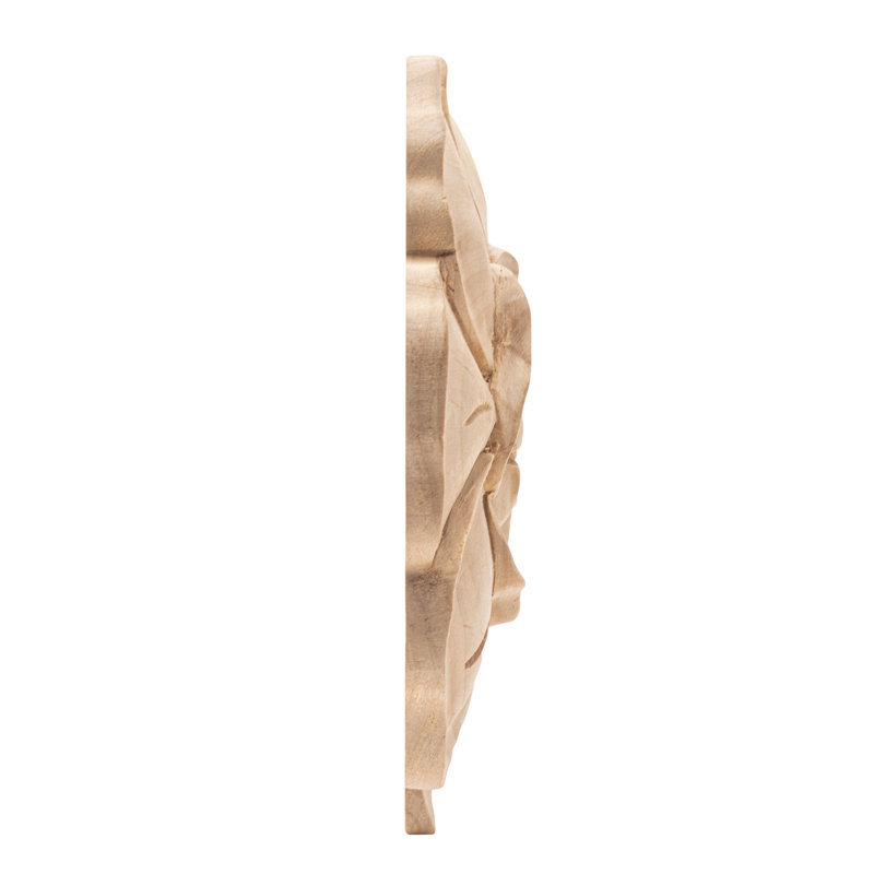 Large Hand Carved Alder Wood Rose Onlay Applique