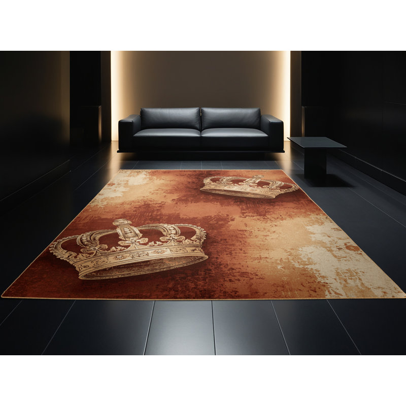 Tapis brun moelleux moelleux et moderne au look rétro rustique - reliure brun clair, 2 pi x 3 pi