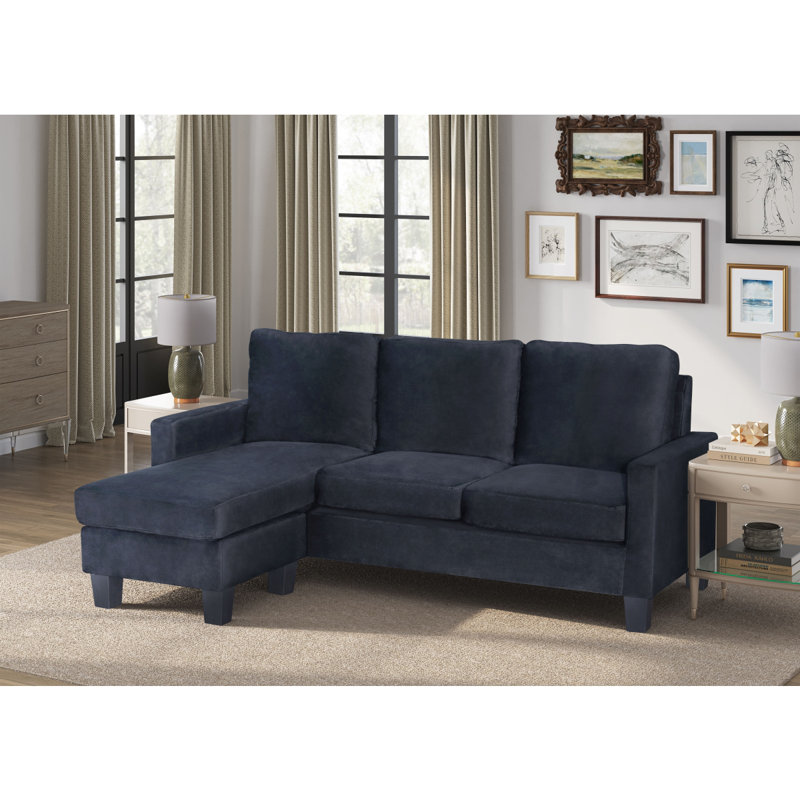 Ayla Black Velvet SECTIONAL W/ DROP DOWN TABLE & USB