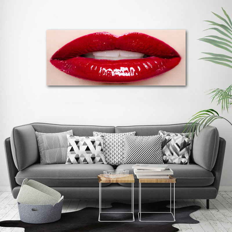 Red Lips - Print, 50cm H x 125cm W x 2cm D, Canvas