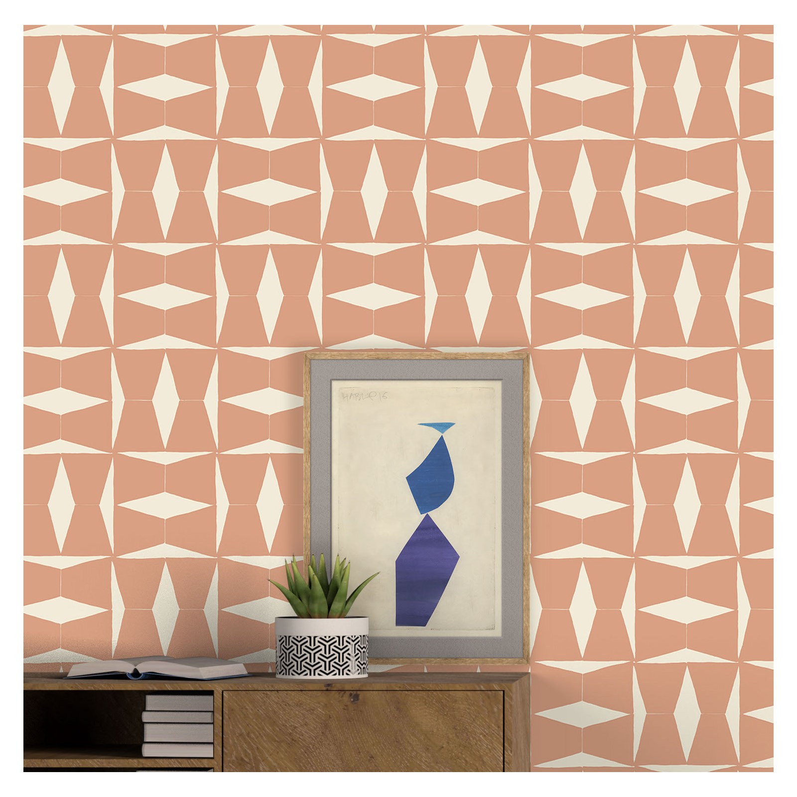 Albie Geometric Wallpaper, Orange/Cream