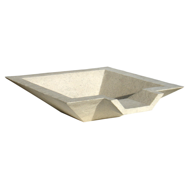 Fontaine cubique en pierre, 42", Feuille d'automne