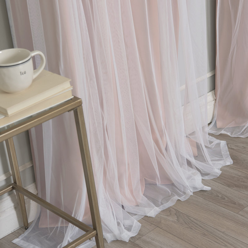 Rideau occultant en polyester Fortuna, Vieux rose