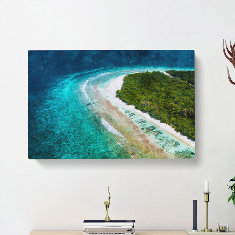 Maldives Beach - Wrapped Canvas Painting, 40cm H x 60cm W x 3cm D