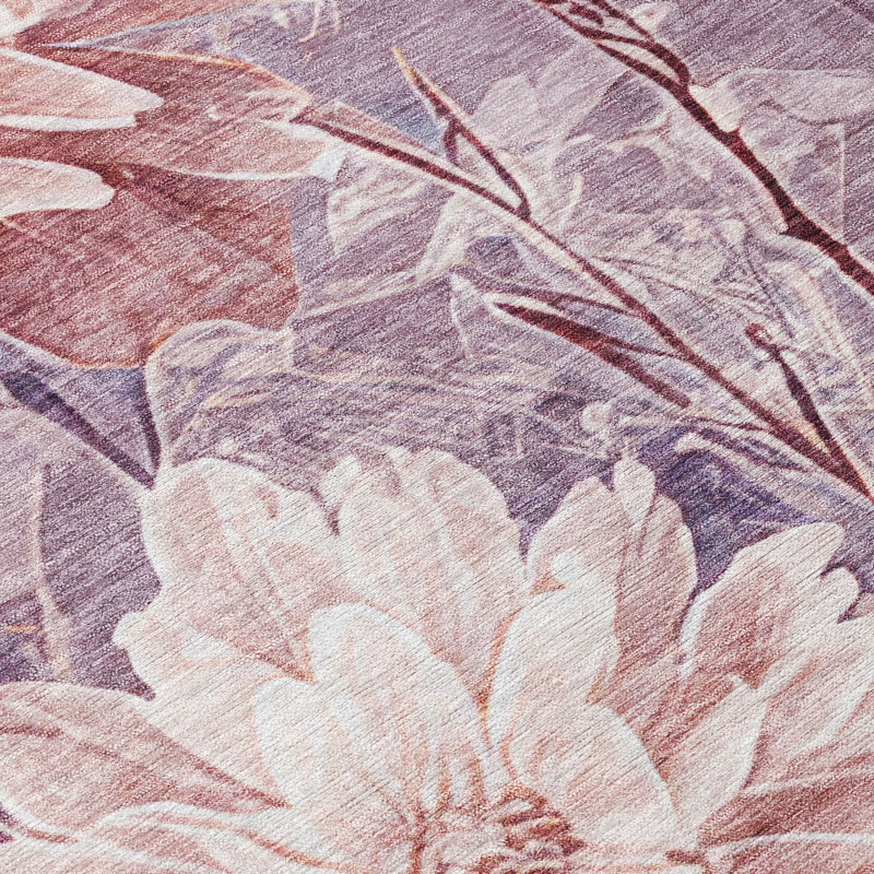 Machine Washable Indoor/Outdoor Chantille ACN2882 Floral Rug, Plum, 8' Round