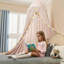 Auvent pour lit de princesse pour filles, auvent à pampilles de rêve, moustiquaire au plafond, chambre d'enfant, coin de lecture pour lit de bébé, grand auvent pour enfants, grand lit double avec lumières - rose clair