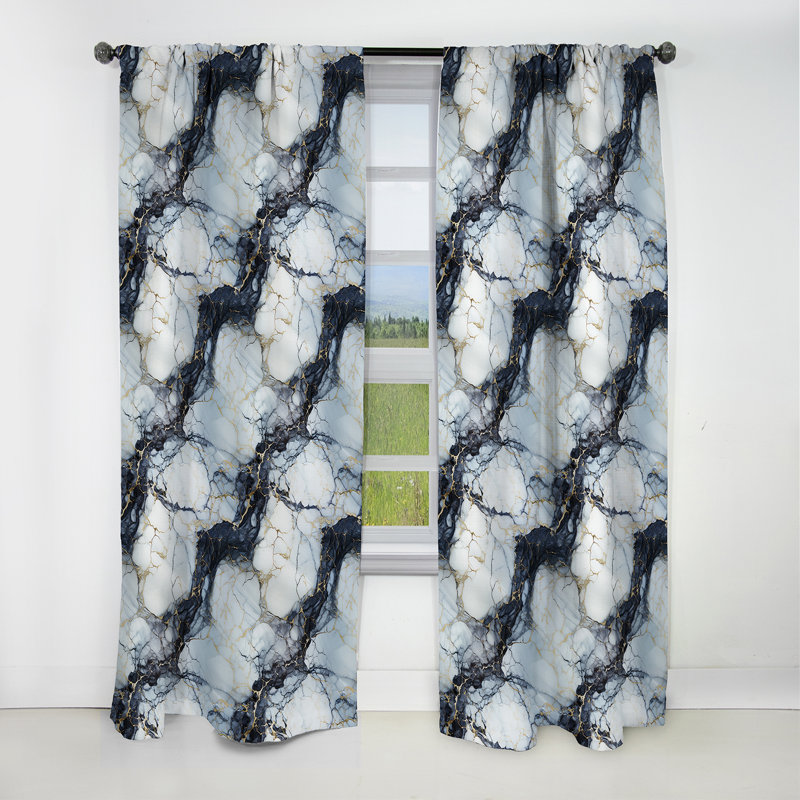 Gold Timeless Marble Classic Delights IV - Abstract Marble Marble Blackout Curtain - 1 Panels, 52" W x 108" L