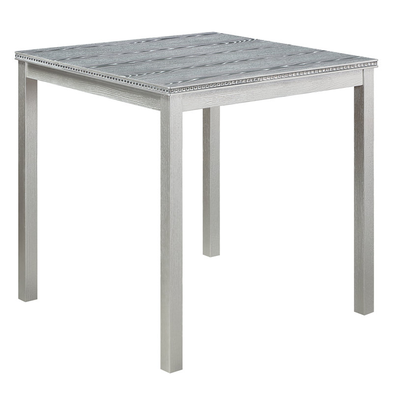 Balachandran Rectangular Dining Set, Silver Gray, Gray Linen, 36" H x 34.5" L x 34.5" W