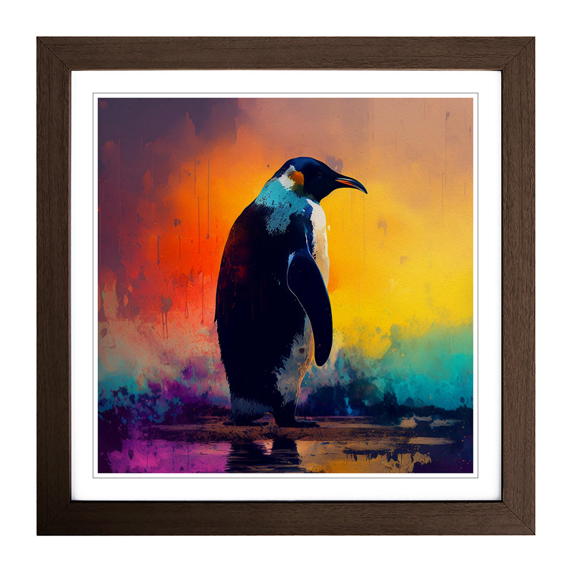 Penguin Impressionism - Framed Print, Walnut