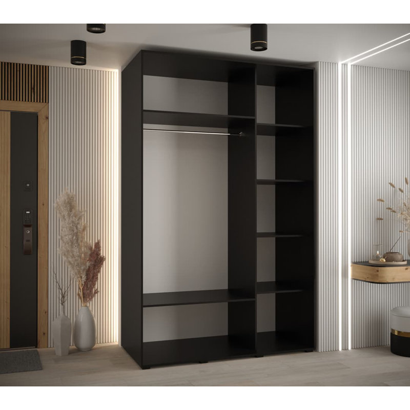 Darivs 3 Door Manufactured Wood Wardrobe, Black