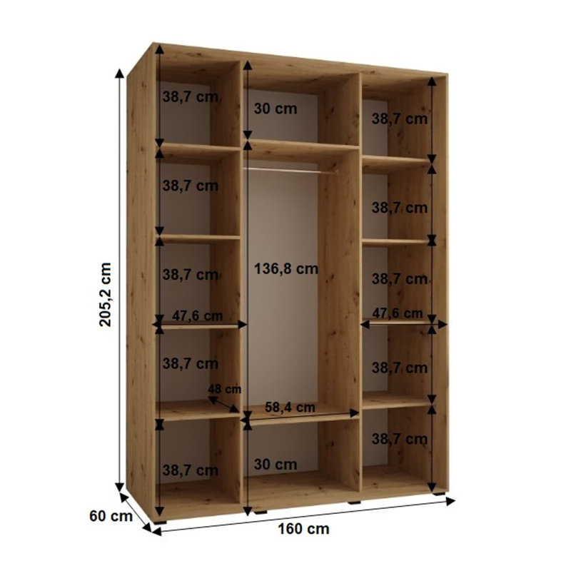 Terflinger 3 Door Manufactured Wood Wardrobe