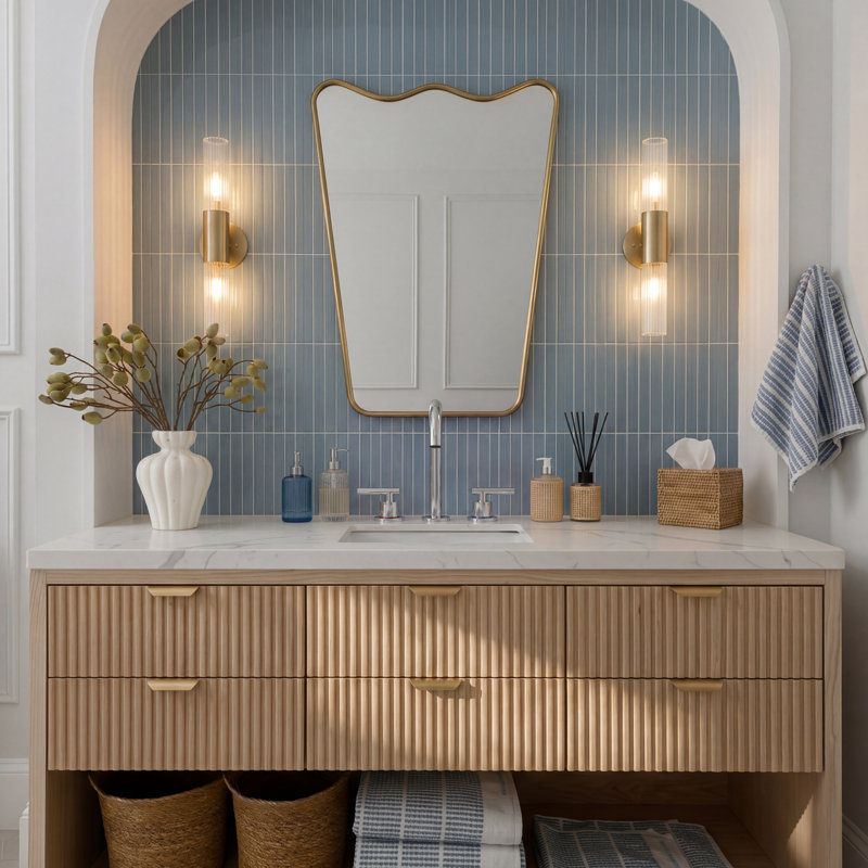 Robinet de lavabo de salle de bain espacé à deux poignées avec ensemble de drain ArcTide, Polished Chrome