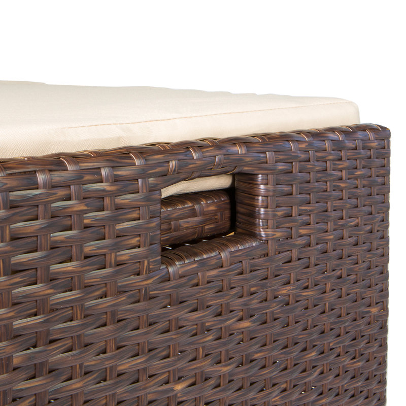 Brown Wicker 60 Gallon Outdoor Deck Box with Cushion