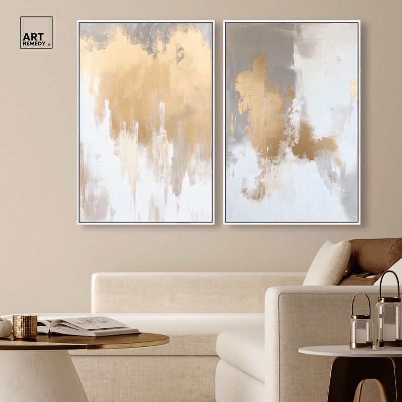 «Tranquility pair art», ensemble de 2 panneaux sur toile , H 37 po x l 25 po, Blanc