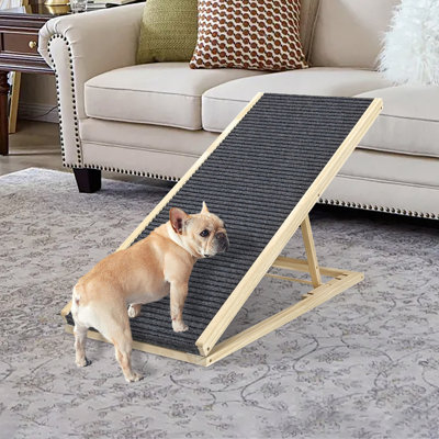 (MIS À JOUR) Rampe pour lit pour chien, très grande traction excellente, rampe pour animaux de compagnie pour petits chiens, surface en caoutchouc antidérapante, support de 16 po de largeur jusqu'à 80 lb, réglable, pliable, rampes de voiture, rampe pour chien