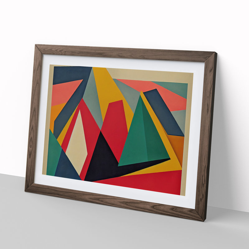 Abstract Art Suprematism Vol.1 - Single Picture Frame Print, Walnut, 34cm H x 46cm W x 2cm D