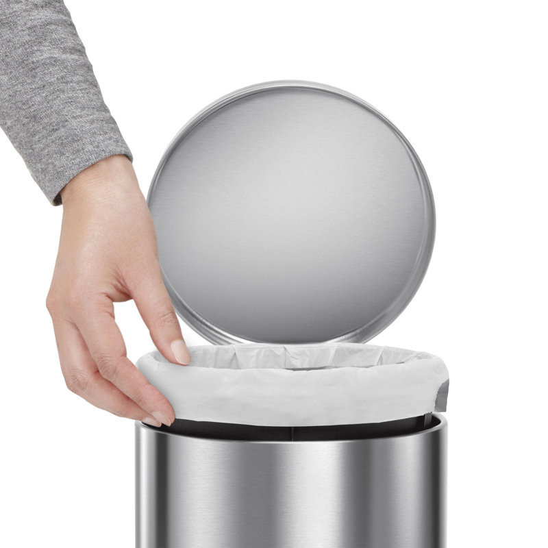 Simplehuman 4.5L Round Bathroom Pedal Bin, Brushed Silver