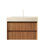 Meuble-lavabo de salle de bain 36 po avec lavabo, armoire flottante rayée en contreplaqué, 2 tiroirs, plateau en pierre frittée à motif, lavabo encastré en céramique, pré-assemblé, finition beige, rangement à mécanisme de fermeture en douceur