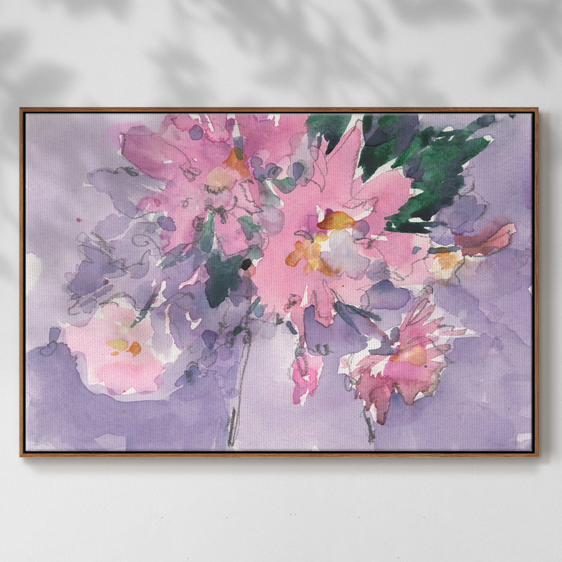 Floral occasion II, reproduction d'art sur toile, H 25 po x l 37 po x P 2 po, Noyer