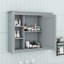 Armoire de rangement murale 35 po x 28 po, armoire de salle de bain moderne en bois avec miroir, armoire de rangement avec 6 tablettes ouvertes-952479196
