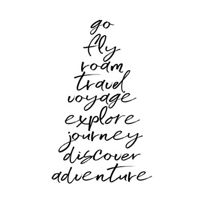 " Travel Words Black And White "