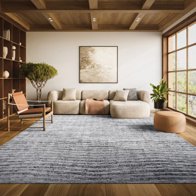 Riebe Abstract Black/Silver Area Rug